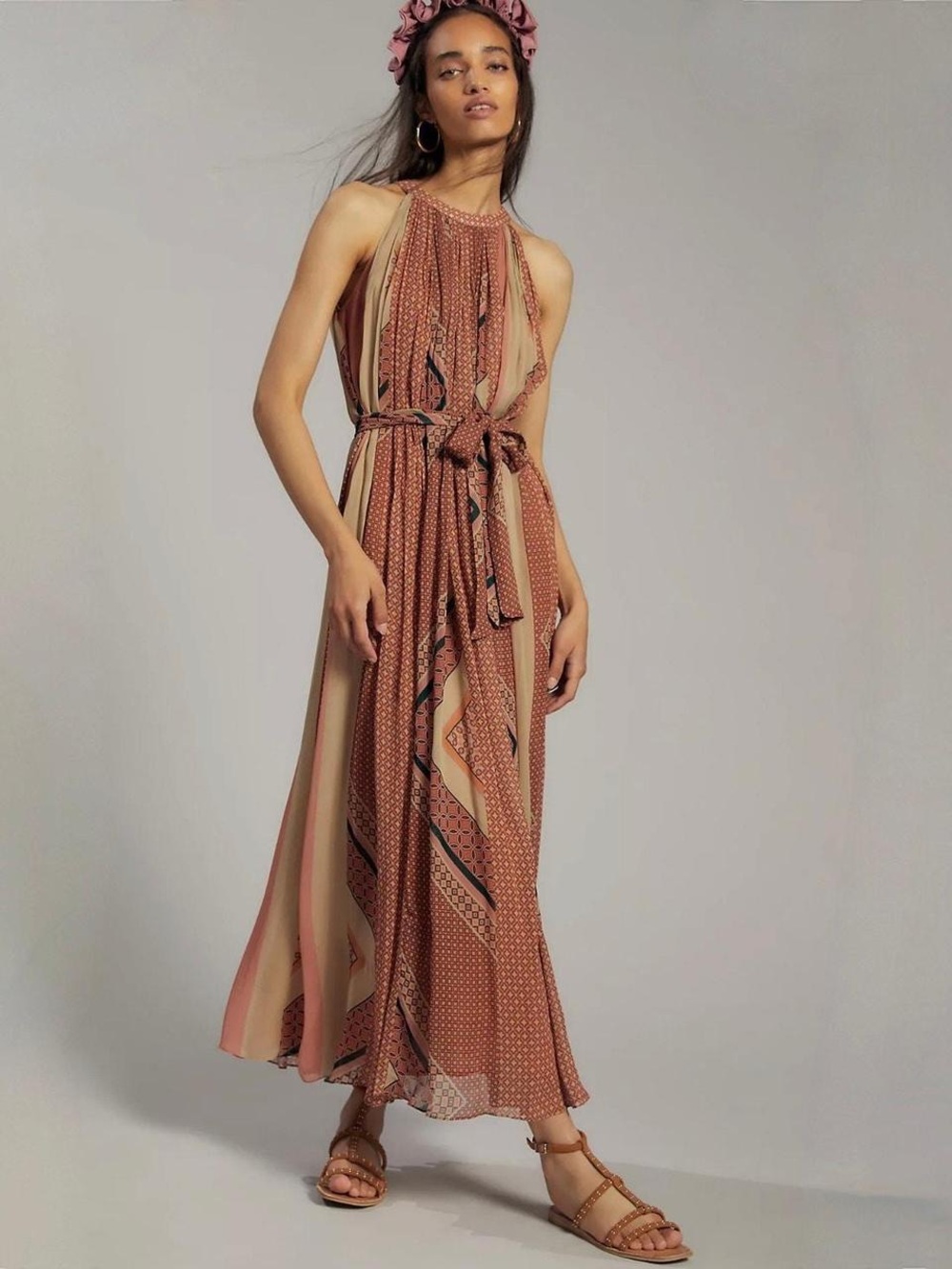 Anthropologie Nikita Mhaisalkar abstract halter dress goddess